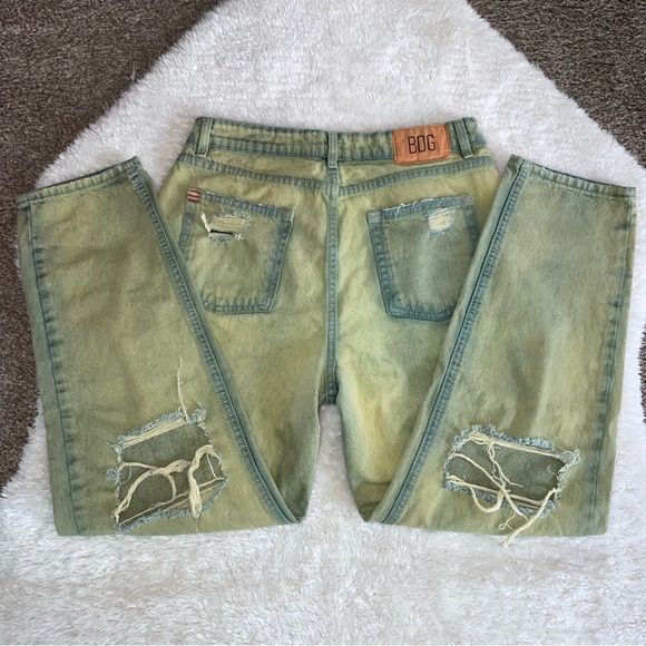 BDG Denim - BDG pegged cowboy straight relaxed jeans in washed dye green